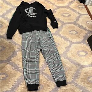 Champion Black, Green, and White Jogger hoodie Set